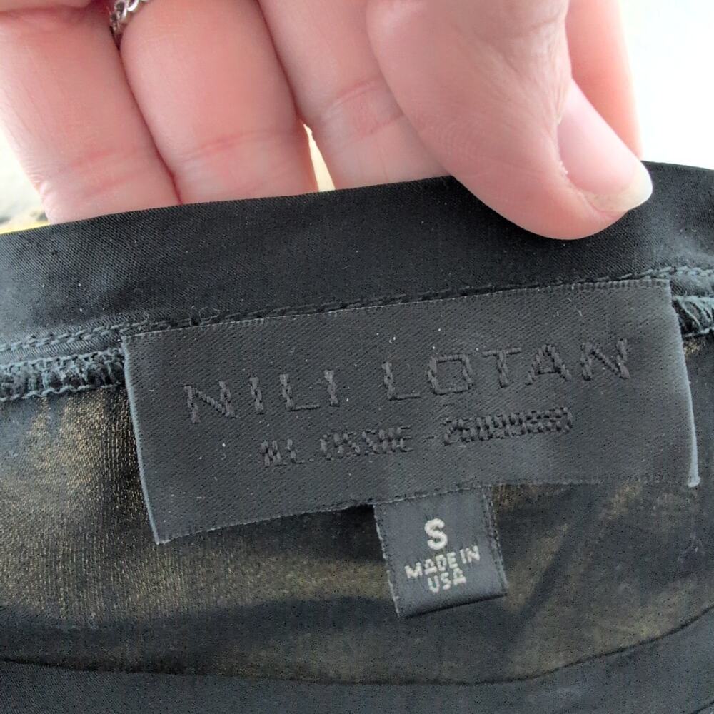 Nili Lotan Black Long Sleeve Silky Rayon Top - Size Small - Minimalist Timeless - Picture 4 of 7